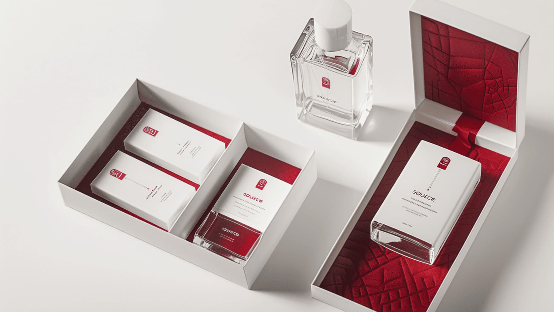Productos de perfume enviados en embalaje fino.